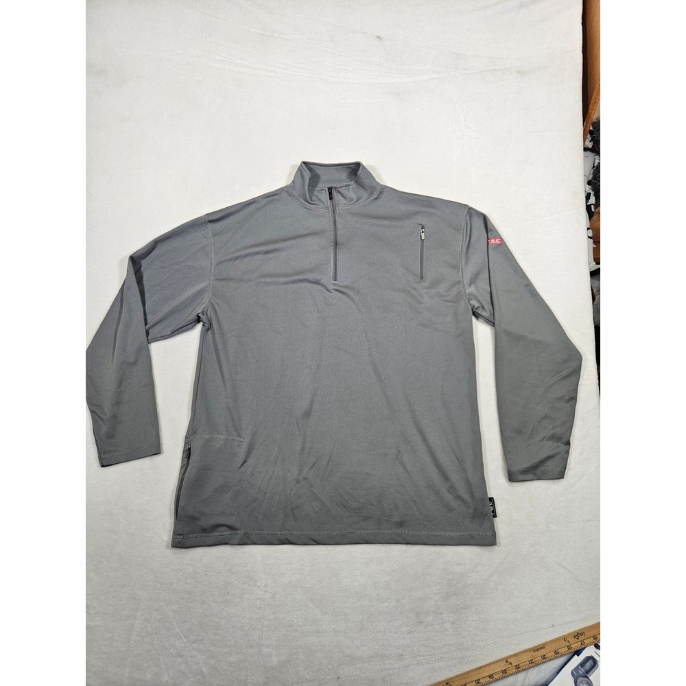 SCOTTeVEST TEC Mens XXL Gray Quarter Zip Pullover Hidden Pocket Travel Top
